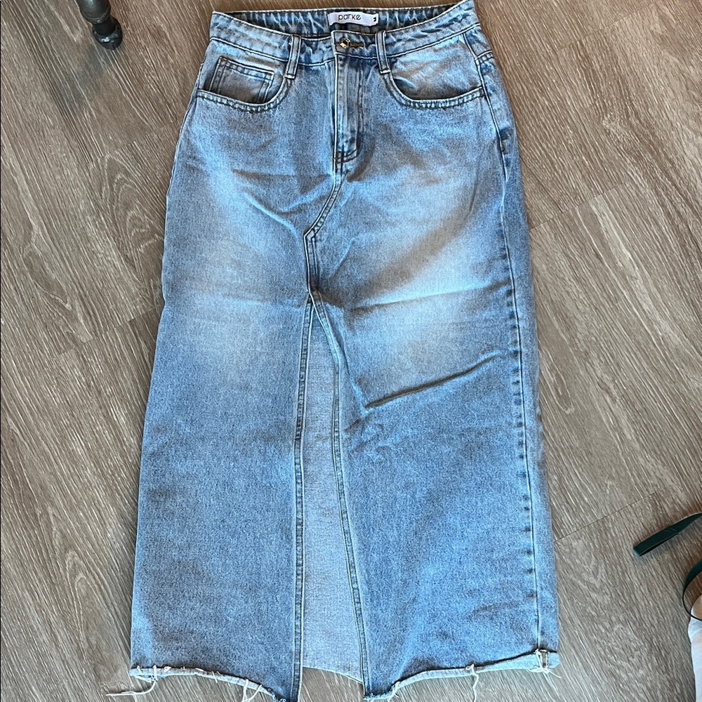 Parke Midi Denim Skirt - Size M